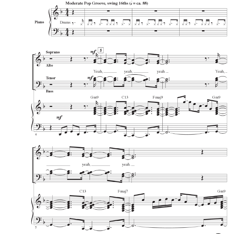魔力红 Sunday Morning 赫夫版 爵士风格 SATB 四声部混声+钢琴 合唱线谱  有试听