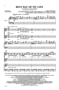 合唱线谱 Best Day Of My Life 贝克版 SA 二声部童声女声流行合唱 有试听-云音圈