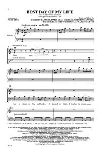 合唱线谱 Best Day Of My Life 贝克版 SATB 四声部混声流行合唱 有试听-云音圈