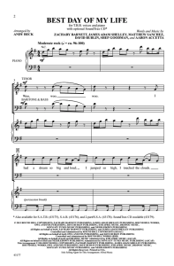 合唱线谱 Best Day Of My Life 贝克版 TBB 三声部男声流行合唱 有试听-云音圈