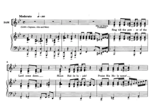 合唱线谱 Praise His Holy Name 汉普顿版 四声部混声合唱SATB+钢琴 有试听-云音圈