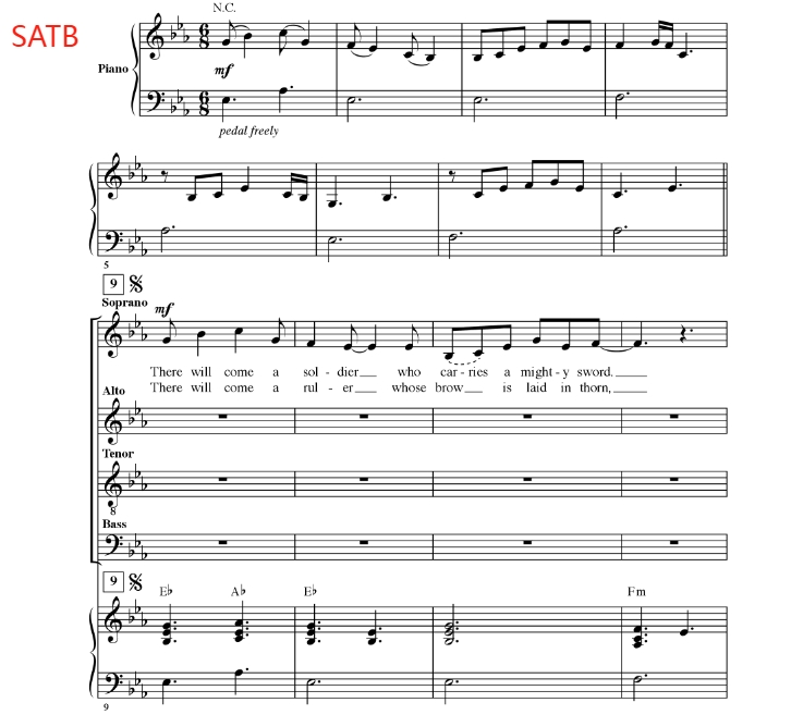 合唱线谱 Soldier, Poet, King SATB 四声部混声流行合唱 有试听