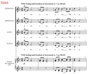 合唱线谱 圣母颂 Ave Maria 阿尔布雷克特版 阿卡贝拉 SSAA 四声部童声女声无伴奏合唱 有试听-云音圈