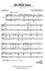 合唱线谱 寻梦环游记 Un Poco Loco SAB 三声部混声合唱谱 有试听-云音圈