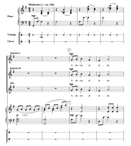 合唱线谱  Adorar Al Nino 委内瑞拉圣诞歌 里瓦斯版 三声部童声女声合唱SSA+钢琴 有试听-云音圈