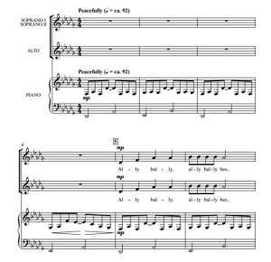 合唱线谱  Ally Bally Bee 三声部童声女声合唱SSA+钢琴谱 有试听-云音圈