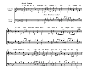 合唱线谱 Away In A Manger 鲁特版 阿卡贝拉 SATB 四声部无伴奏混声合唱 有试听-云音圈