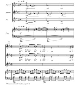 合唱线谱  Bernyanyi Bersama 三声部童声女声合唱SSA+钢琴谱 打击乐伴奏 有试听-云音圈