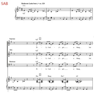 合唱线谱  Don't You Worry 'Bout A Thing 爱默生版 SAB 三声部混声爵士合唱 有试听-云音圈