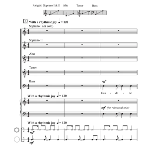 合唱线谱  Gaudete! 阿卡贝拉 SSATB 五声部无伴奏混声合唱 打击乐伴奏 有试听-云音圈