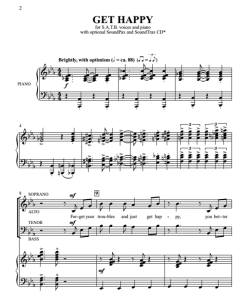 合唱线谱  Get Happy 凯恩版 SATB 四声部混声爵士合唱 有试听-云音圈
