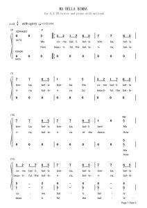 商品为合唱简谱  MA BELLA BIMBA. 四声部  有试听-云音圈