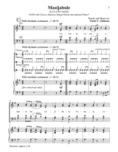 合唱线谱  Masijabule 阿卡贝拉 四声部混声合唱SATB+打击乐 有试听-云音圈