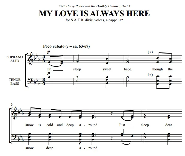 合唱线谱  My Love Is Always Here 阿卡贝拉 SATB 四声部无伴奏混声合唱 有试听