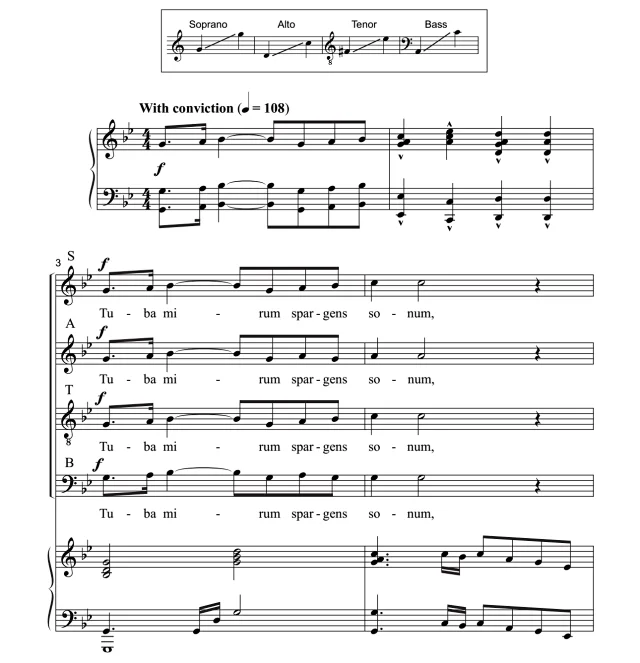 合唱线谱  Tuba Mirum 布罗斯版 SATB 四声部混声合唱谱  有试听