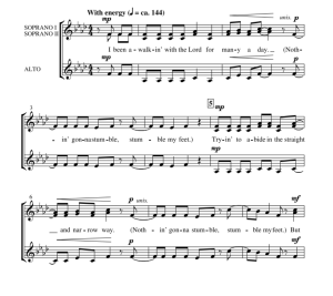 商品为SSA三声部合唱线谱  Nothin' Gonna Stumble My Feet 阿卡贝拉 童声女声无伴奏  有试听  自动发货-云音圈