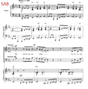 商品为合唱线谱 你是我的阳光 You Are My Sunshine 科比肖版 SAB 三声部混声流行合唱  有试听-云音圈