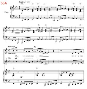 商品为伴奏分谱 你是我的阳光 You Are My Sunshine 科比肖版 流行合唱  混声SATB SAB 童声女声SSA  有试听-云音圈