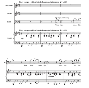 商品为伴奏音频 你的面庞 Your Face 爵士风格 三声部混声合唱SAB+钢琴  有试听-云音圈