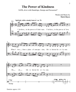 商品为合唱线谱 善良的力量 The Power of Kindness 海斯版 阿卡贝拉 SATB 四声部无伴奏混声合唱谱 打击乐伴奏 有试听-云音圈
