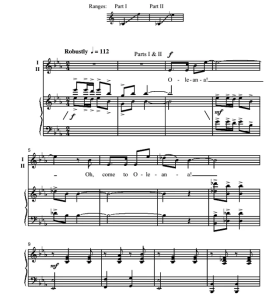 商品为合唱线谱 挪威民歌 Oleana 二声部童声女声合唱+钢琴  有试听-云音圈