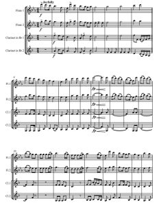 普世欢腾Joy to the World 2长笛与2单簧管四重奏总谱+分谱  有试听-云音圈