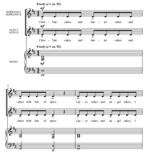 商品为合唱线谱 水果蛋糕 Fruitcake SSAA 四声部童声女声合唱 有试听-云音圈