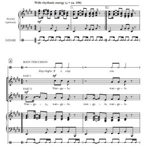 商品为SA 二声部合唱线谱  海地民歌 Wangolo 格雷版 阿卡贝拉 童声女声合唱谱 有试听-云音圈