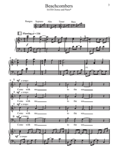 商品为合唱线谱 海滩寻宝人 Beachcombers SATB 四声部混声合唱谱 有试听-云音圈