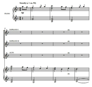 商品为合唱线谱 狂想 Rhapsody 考特尼版 三声部童声女声合唱SSA+钢琴谱  有试听-云音圈