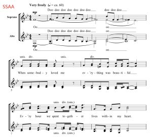 商品为合唱线谱 玩具总动员2 When She Loved Me 国王歌手 阿卡贝拉 SSAA 四声部童声女声无伴奏合唱  有试听-云音圈