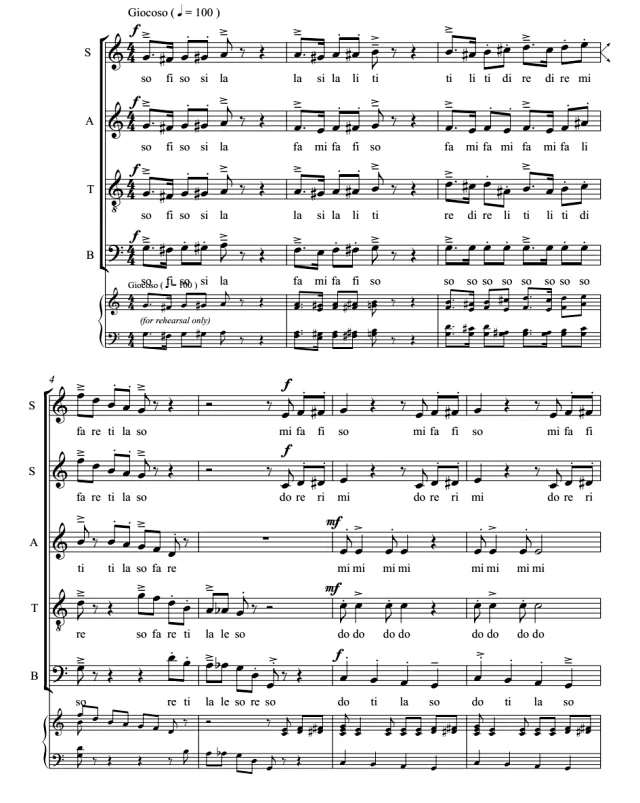 商品为合唱线谱 苏萨音阶歌 贝尔格版 阿卡贝拉 SATB 四声部无伴奏混声合唱  有试听