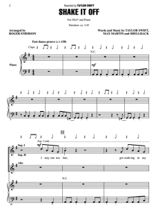 商品为合唱线谱 霉霉 Shake It Off 爱默生版 SSA 三声部童声女声流行合唱  有试听-云音圈