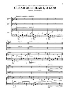 商品为SATB 四声部合唱线谱 Clear Our Heart, O God 特瑞纳版 混声合唱+钢琴谱  有试听-云音圈