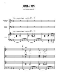 商品为SATB 四声部合唱线谱 Hold On 约翰逊版 混声合唱谱  有试听-云音圈