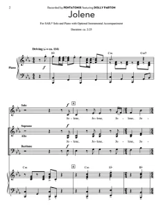 商品为SAB 三声部合唱线谱 Jolene 布莱默版 混声合唱谱 有试听-云音圈