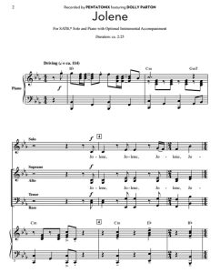 商品为SATB 四声部合唱线谱 Jolene 布莱默版 混声合唱谱 有试听-云音圈