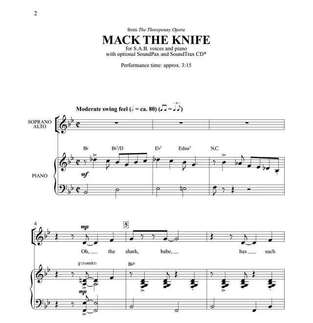 商品为合唱伴奏音频mp3 Mack the Knife 海斯版 合唱伴奏音频  有试听