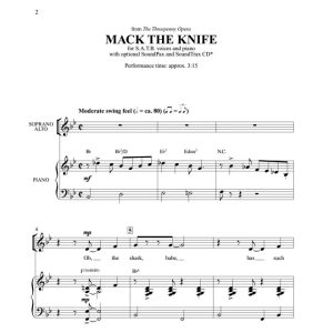 商品为SATB 四声部合唱线谱 Mack the Knife 海斯版 混声合唱谱 有试听-云音圈