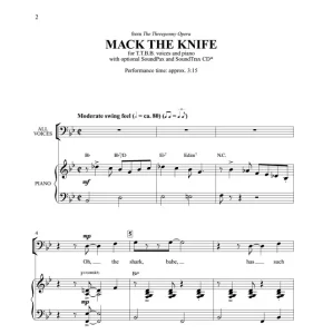 商品为TTBB 四声部合唱线谱 Mack the Knife 海斯版 男声合唱谱 有试听-云音圈