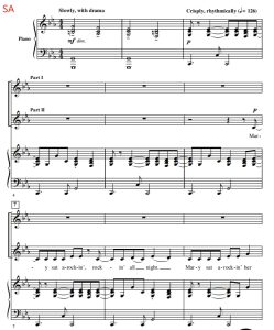 商品为SA 二声部合唱线谱 Mary Sat A-Rockin' 吉尔平版 阿卡贝拉 童声女声无伴奏合唱谱 有试听-云音圈