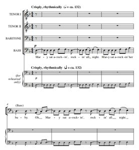 商品为TTBB 四声部合唱线谱 Mary Sat A-Rockin' 吉尔平版 阿卡贝拉 男声无伴奏合唱谱 有试听-云音圈