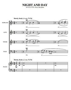 商品为SSATB 五声部合唱线谱 Night and Day 阿特豪斯版 混声合唱+钢琴谱 有试听-云音圈