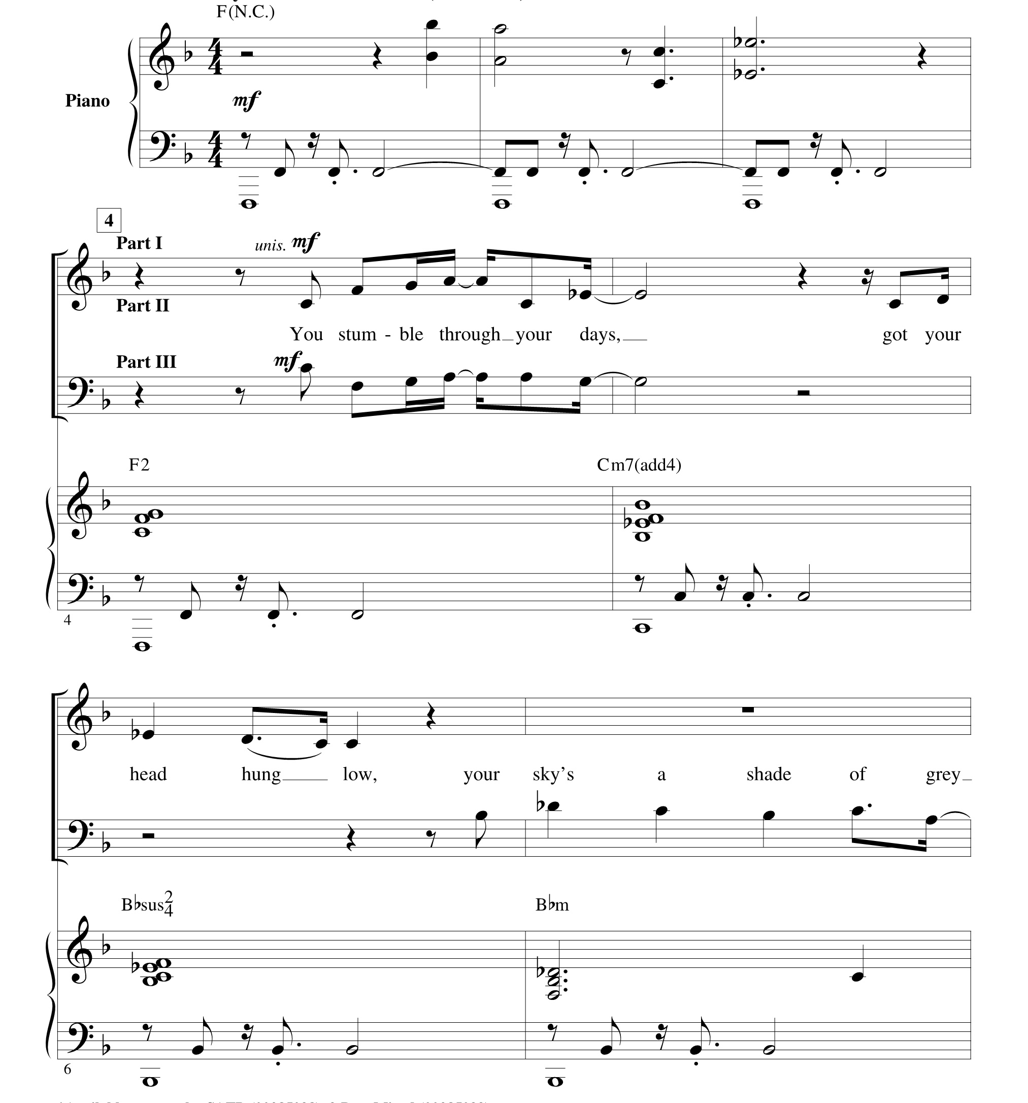 商品为SAB 三声部合唱线谱 马戏之王 Come Alive 混声合唱谱 有试听