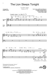 商品为SATB 四声部合唱线谱 The Lion Sleeps Tonight 科比肖版 阿卡贝拉 混声无伴奏合唱谱 有试听-云音圈