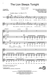 商品为SSAA 四声部合唱线谱 The Lion Sleeps Tonight 科比肖版 阿卡贝拉  童声女声无伴奏合唱谱 有试听-云音圈