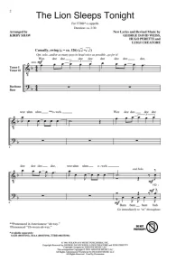 商品为TTBB 四声部合唱线谱 The Lion Sleeps Tonight 科比肖版 阿卡贝拉 男声无伴奏合唱谱 有试听-云音圈