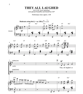 商品为SAB 三声部合唱线谱 They All Laughed 格什温 海斯版 混声爵士合唱谱 有试听-云音圈