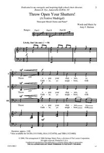 商品为SAB 三声部合唱线谱 Throw Open Your Shutters 混声合唱谱 有试听-云音圈