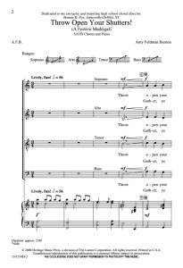 商品为SATB 四声部合唱线谱 Throw Open Your Shutters 混声合唱谱 有试听-云音圈